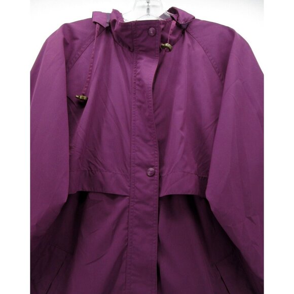 VINTAGE LL Bean Jacket Medium Rain Coat Trench Vented Hoodie 90s - Picture 2 of 11